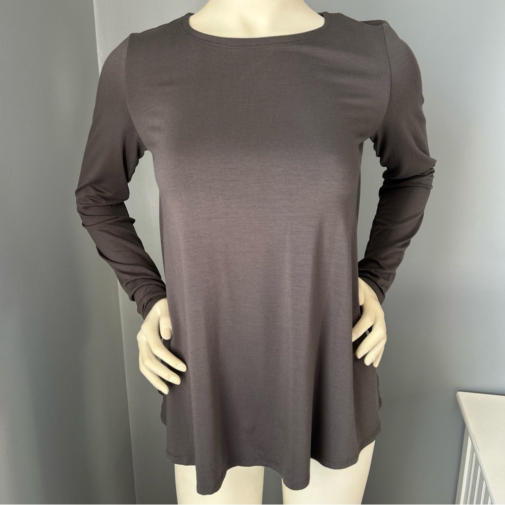 Eileen Fisher Charcoal Long Sleeve stretch Jersey Top